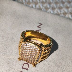 David Yurman 750 Gold Pavé Diamond Square Statement Ring